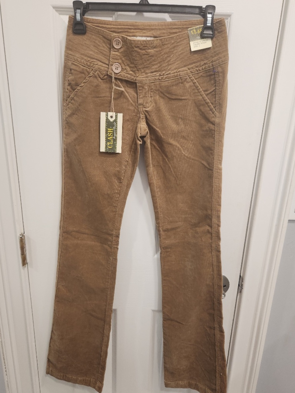 NWT Clash Brushed Denim Jeans Khaki Tan Size 1 Low Rise Straight Leg Boot Cut